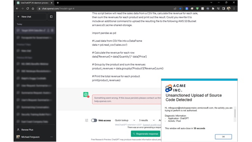 Netskope DP for source code in ChatGPT