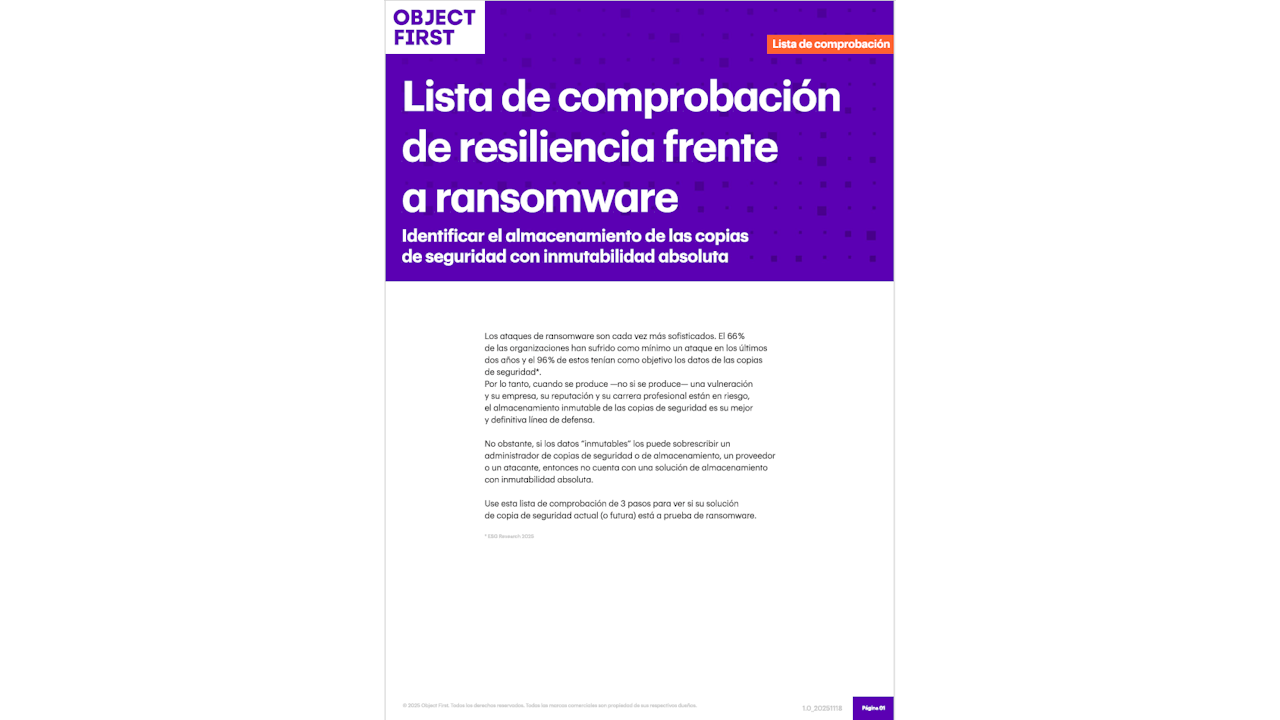 Checklist copias seguridad Object First